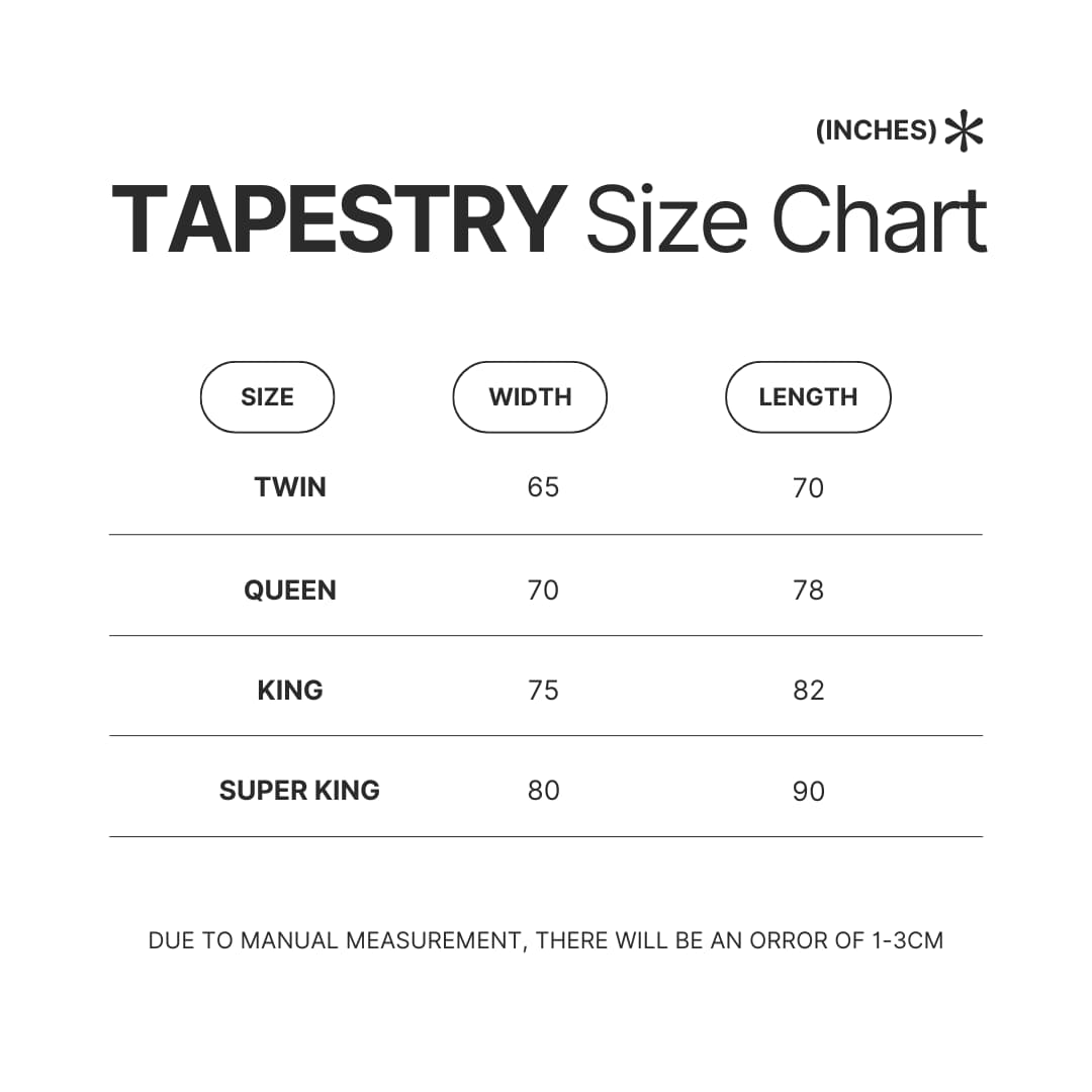 Tapestry Size Chart - JoJo's Bizarre Adventure UK Store