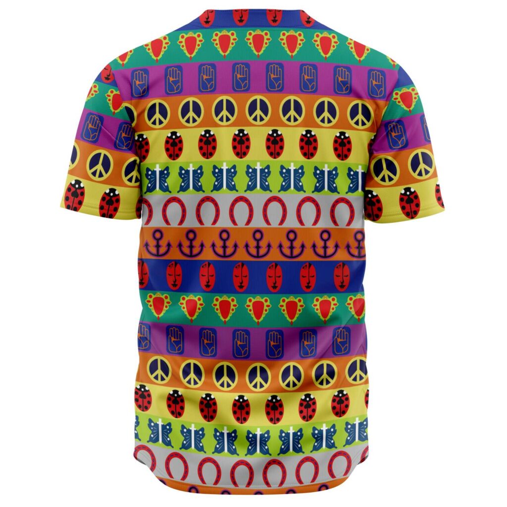 JoJo’s Bizarre Adventure Color Symbol Pattern Baseball Jersey - Image 2