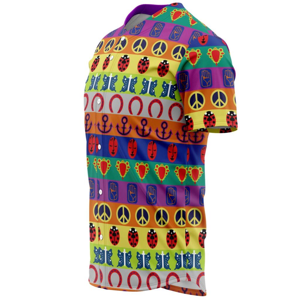 JoJo’s Bizarre Adventure Color Symbol Pattern Baseball Jersey - Image 3